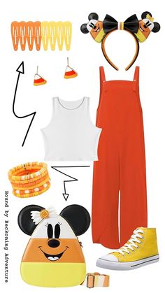 a mickey mouse outfit is shown with accessories