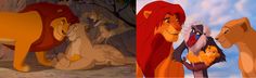 the lion king and other animated characters are shown in this composite image, from left to right