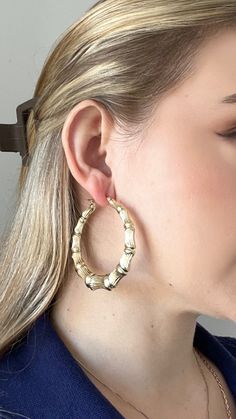 14k Real Gold Bamboo Hoop Earrings, Bamboo Earrings Gold, 2.30 Inch 57.8 Mm - Etsy Formal Jewellery, Bamboo Hoop Earrings, Formal Jewelry, Bamboo Earrings, African Earrings, Jersey City, Gold Hoop, Gold Hoop Earrings, Real Gold