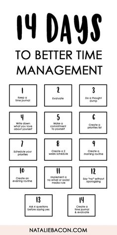 14 Days To Better Time Management - free download template #timemanagement #freebie #personaldevelopment #nataliebacon Better Time Management, How To Believe, Week Schedule, Stem Challenge, Good Time Management, Neuer Job, Vie Motivation, Time Management Skills, Success Coach