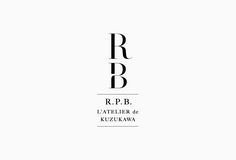 the logo for r p b is shown in black and white