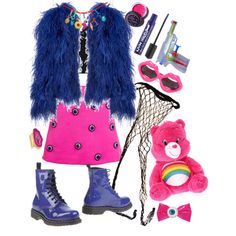 Colorful Punk Aesthetic, Dreamcore Outfits, Retro Grunge Outfits, Weirdcore Outfits, Barbie Wardrobe, Art Outfit, Rave Outfits