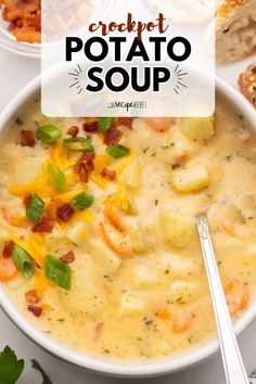 Bust out your crockpot for a hearty soup! It's a warm dinner idea you'll crave all season long. Creamy and cheesy with bacon and green onions, this Slow Cooker Potato Soup is one of the best comfort food recipes! Put this on your rotation of winter dishes! Slow Cooker Potato Soup, Potato Soup Crock Pot, Winter Dishes, Easy Slow Cooker Recipes, Best Comfort Food, Easy Slow Cooker, Hearty Soups, Potato Soup, Slow Cooker Recipes