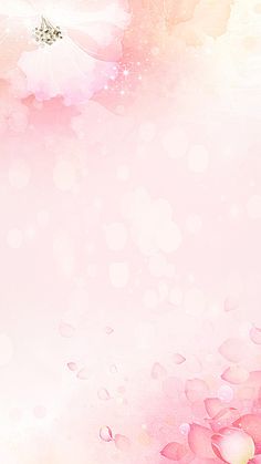 a pink background with white flowers and water drops on the bottom half of the image