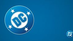 the dc logo is shown against a blue background