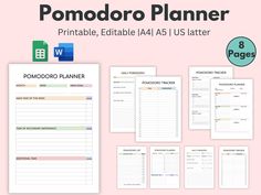 the printable planner is set up on top of a pink background