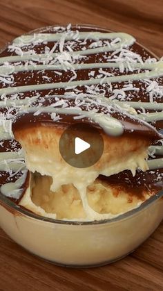 a cake in a pan with icing on top