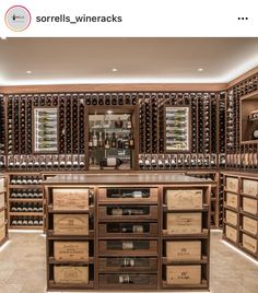 a wine cellar with lots of bottles in it