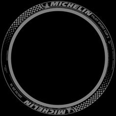 a black and white circle with the words michel in it's center, on a black background