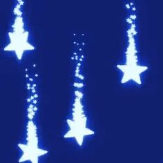 five white stars are glowing against a dark blue background in the shape of christmas trees