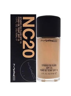 M·A·C Studio Fix Fluid SPF 15 - NC20 Foundation Women 1 oz. Mac Foundation, Mac Studio Fix Fluid, Mac Studio Fix, Mac Studio, Studio Fix, Too Faced Foundation, Spf 15, No Foundation Makeup, Uv Rays