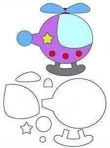 a drawing of a purple helicopter with stars on it