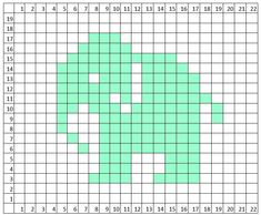 a cross stitch chart with the numbers 1, 2, and 3 in green on it