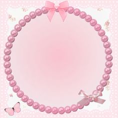 a pink background with pearls and a bow