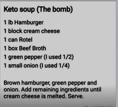 the ingredients for keto soup are shown in this screenshote screen graber