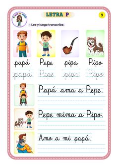 spanish worksheet with pictures and words for children to learn in the classroom, including letters