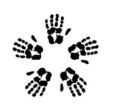 four hand prints in the shape of a circle