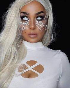 Storm Makeup Xmen, White Contacts Makeup, Storm Makeup, Storm Halloween, White Out Contacts, Comic Makeup, Storm Costume, Scary Halloween Makeup, Halloween Costume Toddler Girl