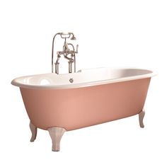 an old fashioned claw foot bathtub in pink