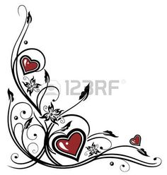 an artistic floral design with hearts and vines on a white background stock photo, images and royalty