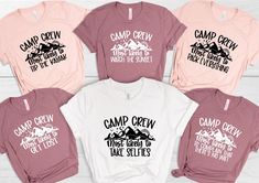 Get ready for your next camping adventure with our "Camp Crew Most likely" Shirts! Perfect for creating lasting memories and standout family photos, these fun and stylish tees are ideal for any camping getaway. STEPS TO ORDER 1) Select T-Shirt size from the first Drop Down menu. 2) Select your T-shirt color from the second Drop Down menu. * Looking for a different color? Please feel free to message us and we will try our best to accomodate you  3) Choose your quantity. 4)In add your personalisat Most Likely Shirts, Camping Kids, Teen Sleepover, Happy Camper Shirt, Cottage Vibes, Camper Shirt, Camping Adventure, Bachelorette Shirts, Family Shirt