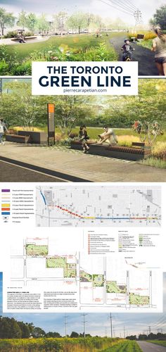 the toronto green line is shown in three different views