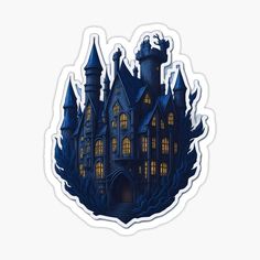 a sticker with an image of a castle at night