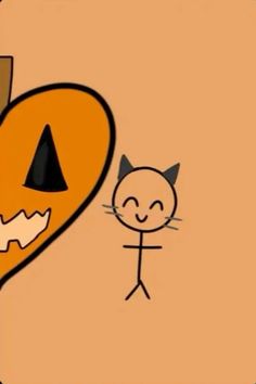 an orange heart with a cat on it and a person standing in front of it