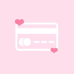 a pink background with hearts and a credit card