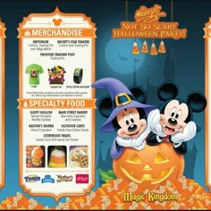 the mickey and minnie mouse halloween menu