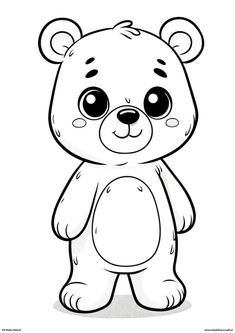 a black and white teddy bear with big eyes