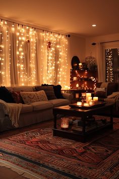 29 Cozy Lighting Living Room Ideas to Make Your Space Feel Warm and Welcoming Living Room With Lights On Wall, Dining Room Ambient Lighting, Cozy Room Lighting Ideas, Christmas Lights In The Living Room, Cosy Lamp Living Room, Fairy Light Living Room Decor, Fairy Lights Lounge, Chill Hangout Room, Living Room Twinkle Lights