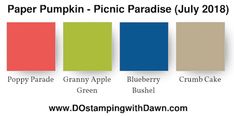 the color chart for paper pumpkin - picnic paradise july 2013, poppy parade, granny apple, blueberry crumb cake