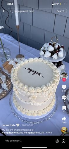 a white cake sitting on top of a table