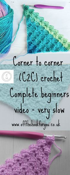 the corner to corner crochet complete beginner video - very slow