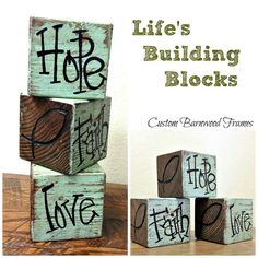 wooden blocks with the words life's building blocks written on them in black ink