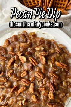 pecan pie dip is an easy dessert recipe that's ready to be eaten