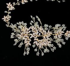 "DAFNE Silver or gold color vine with crystals and rhinestones. Elegant floral crystal jewels vine. The piece will look elegant and simply fantastic with most bridal and dress-up hair styles It has a gorgeous floral pattern just lovely and so perfect for a vintage style bride a 1920's wedding or Great Gatsby, Downton Abbey party. Stunning and classic. Can be worn front or back of the head, easily pin with bobby pins. Size of is approx 18 \" long and 8\" height (45 cm x 8 cm) Some Reviews \"Was a Bridal Hair Jewellery, Downton Abbey Party, 1920's Wedding, Hair Vine Bridal, Diana Wedding, Hair Chain, Wedding Hair Vine, Bridal Hairpiece, Crystal Hair Vine