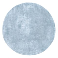 a round rug is shown in light blue