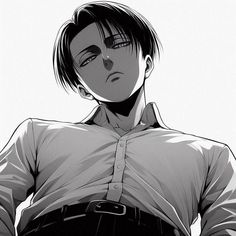 an anime character with short hair wearing a white shirt and black pants, standing in front of a white background