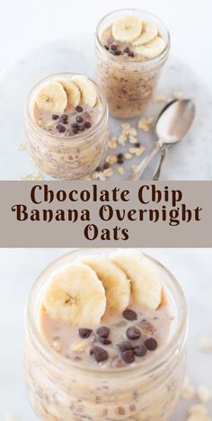 chocolate chip banana overnight oatmeal in a jar