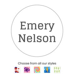 the logo for emery nelson's website, choose from all our styles and colors