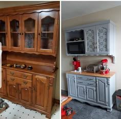 two pictures side by side, one with cabinets and the other with drawers