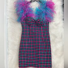 Worn Once For My Bday. Perfect Condition. Feather Dress, Colorful Dresses, Mini Dress, Womens Dresses, Dresses, Pink, Blue, Color