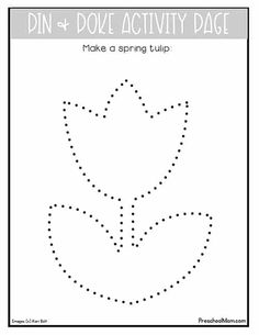 the dot activity page for kids to make a spring tulip