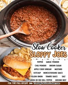 the recipe for slow cooker sloppy joes is shown