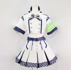 I like the skirt! Not the sleeves or the armband tho. I think somwthing similar to this would be cool in black and with our image colors as an accent. Sewing Outfits, Idol Costume, Idol Fashion, Sewing Design, Be Cool, Costume Outfits, Really Cute Outfits, Stage Outfits, Magical Girl