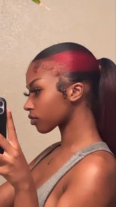 Black Women Red Hair, Skunk Strip, Dye Styles, Skunk Hair