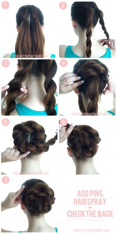 Bulk up a boring bun with 2 rope braids. Here's how... Rope Braids, Braided Bun, Braided Updo, Thick Hair, Hair Updos