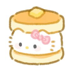 a hello kitty cake with a bow on it's top is shown in this drawing